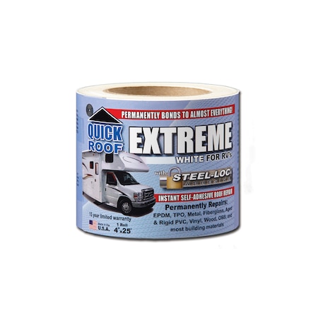 Cofair Products UBE425 Quick Roof Extreme With Steel-Loc Adhesive - 4 X 25', White